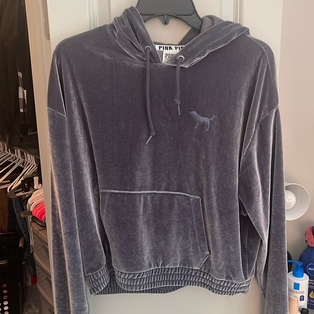 PINK Velvet Cropped Sweatshirt